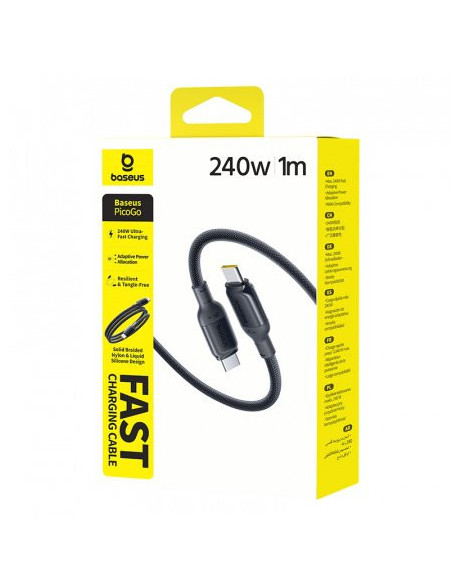 Baseus PicoGo Fast Charging Dátový Kábel USB-C - USB-C 240W 1m Cosmic Black