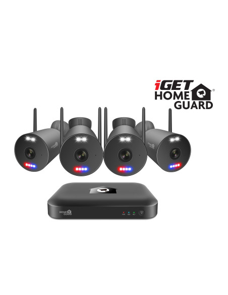 iGET HGNVK109104 - kamerový Wi-Fi set, 3K rozlíšenie, 10CH NVR + 4x kamera so zvukom, IR + LED, CZ app