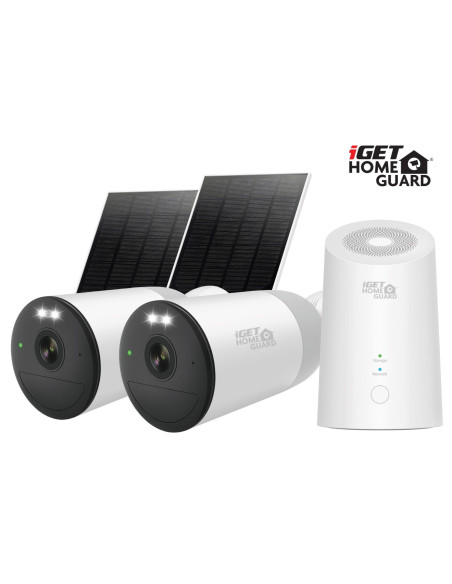 iGET HGWNK108402S - kamerový batériový 2K Wi-Fi set, 10CH NVR + 2x kamera so solár. panelom, 9000mAh