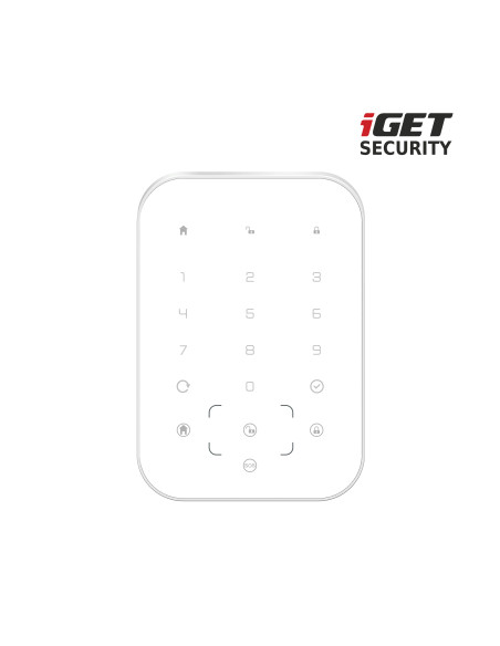 iGET SECURITY MP13 - bezdrôtová klávesnica s RFID čítačkou pre alarm M6-4G, napájanie 4x AA v balení