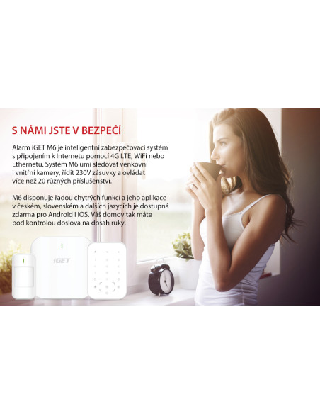 iGET SECURITY M6-4G Premium - Inteligentný zabezpečovací systém 4G/WiFi/LAN alarm, Android, iOS