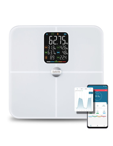 Salente BodyFit, múdra osobná diagnostická fitness váha, Bluetooth, biela