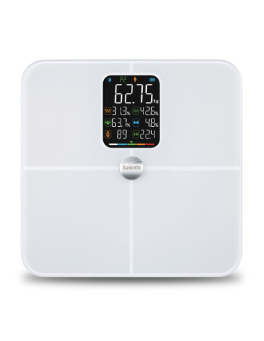Salente BodyFit, múdra osobná diagnostická fitness váha, Bluetooth, biela