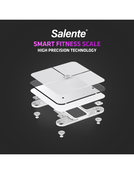 Salente BodyFit, múdra osobná diagnostická fitness váha, Bluetooth, biela