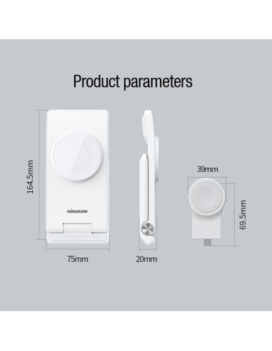 Nillkin PowerTrio 3v1 Bezdrôtová Nabíjačka MagSafe pre Apple Watch White (MFI)