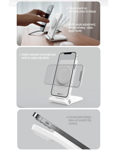 Nillkin PowerTrio 3v1 Bezdrôtová Nabíjačka MagSafe pre Apple Watch White (MFI)