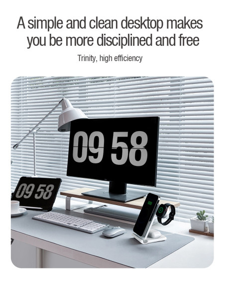 Nillkin PowerTrio 3v1 Bezdrôtová Nabíjačka MagSafe pre Apple Watch White (MFI)