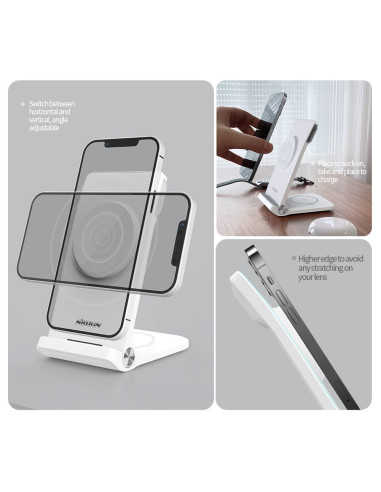 Nillkin PowerTrio 3v1 Bezdrôtová Nabíjačka MagSafe pre Samsung Watch White