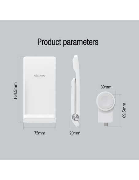 Nillkin PowerTrio 3v1 Bezdrôtová Nabíjačka pre Apple Watch White (MFI)