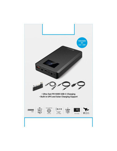 Sandberg Laptop Powerbanka 20000mAh PD100W, čierna