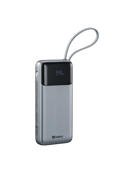 Sandberg All-in1 Powerbank 20000 mAh PD 67W, powerbanka s integrovaným USB-C káblom, čierna