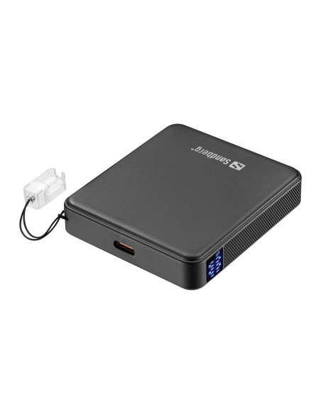 Sandberg Nano Powerbank 5000 mAh PD20W, kompaktná powerbanka s USB-C káblom, čierna