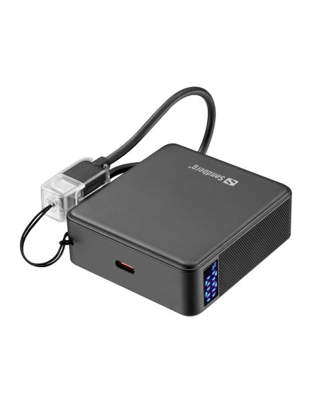 Sandberg Nano Powerbank 10000 mAh PD20W, kompaktná powerbanka s USB-C káblom, čierna