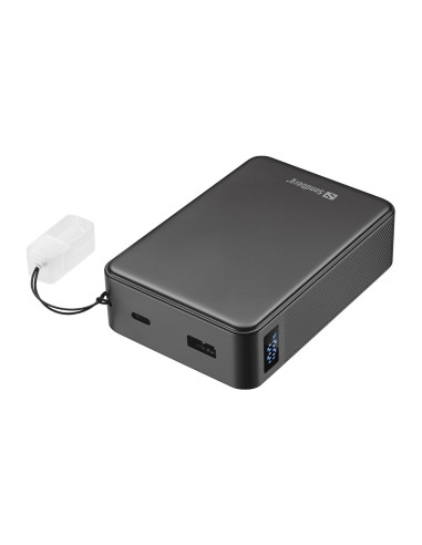 Sandberg Nano Powerbank 20000 mAh PD20W, kompaktná powerbanka s USB-C káblom, čierna
