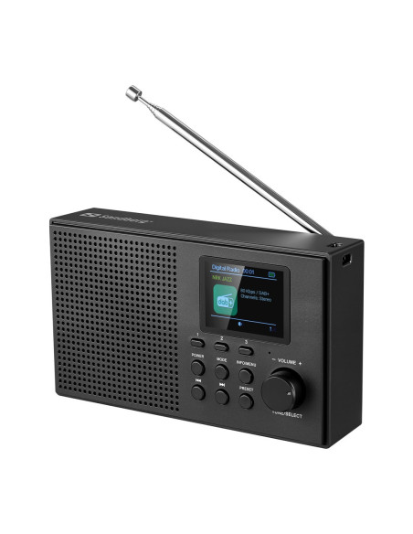 Sandberg Speaker Radio DAB+BT Recharge, prenosné DAB+/FM rádio s Bluetooth, čierna