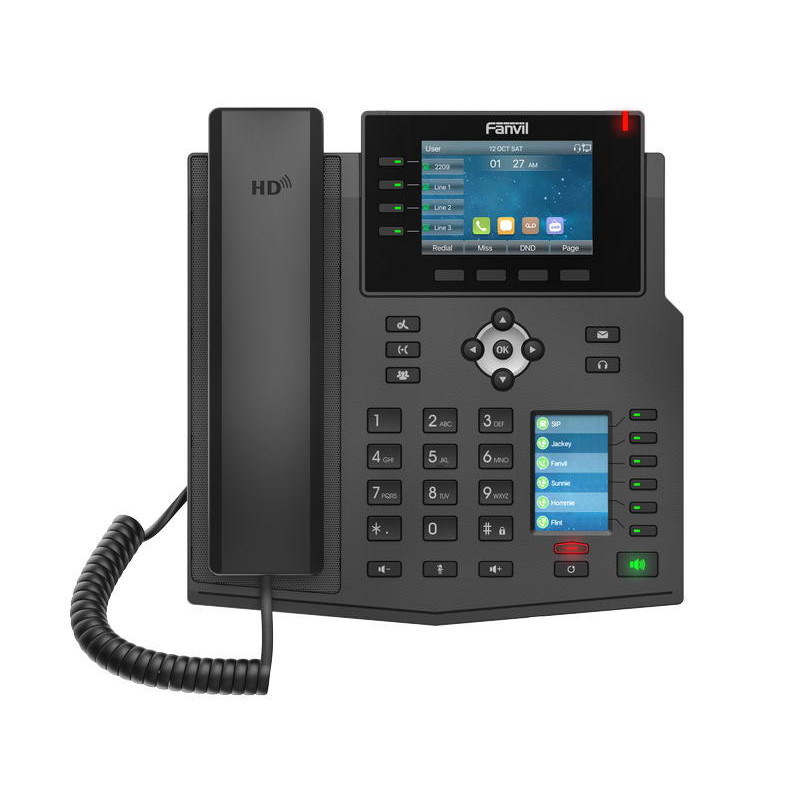 Fanvil X5U SIP telefón, 3,5" bar.disp. + 2,4" disp., 16SIP, 4link.tl., 30DSS hr., BT, dual Gbit