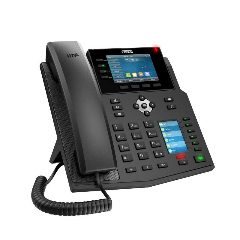 Fanvil X5U SIP telefón, 3,5" bar.disp. + 2,4" disp., 16SIP, 4link.tl., 30DSS hr., BT, dual Gbit