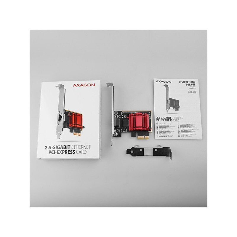AXAGON PCEE-G25, PCIe sieťová karta - 1x 2.5 Gigabit Ethernet port (RJ-45), Realtek, PXE, vr. LP
