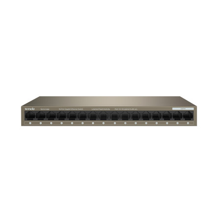 Tenda TEG1016M 16-port Gigabit Switch, 16x 10/100/1000 Mb/s, Fanless, MAC 8K, napájanie AC/DC, aj múr