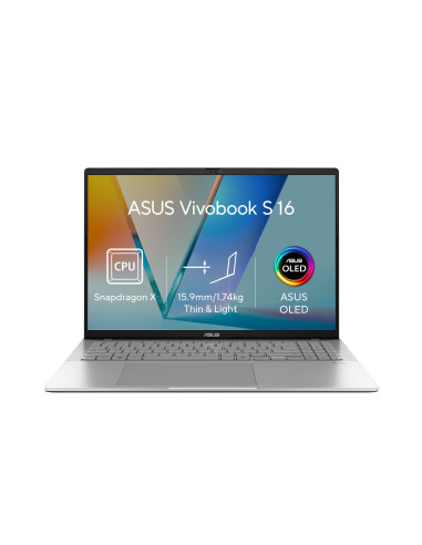ASUS Vivobook S16/S3607QA-OLED111WZ/SD-X1-26-100/16"/WUXGA/32GB/512GB/Adreno/W11H/Silver/2R