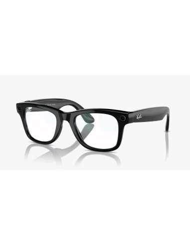 Meta Ray-Ban Gen1 Wayfarer, Shiny Black, Clear (Large)