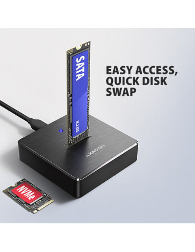 AXAGON ADSA-M2C11, USB-C 10Gbps dokovacia stanica pre 1× M.2 NVMe/SATA SSD