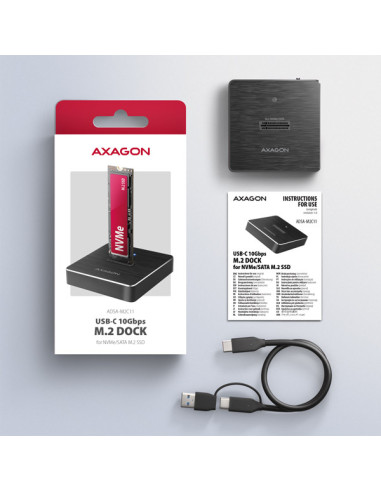 AXAGON ADSA-M2C11, USB-C 10Gbps dokovacia stanica pre 1× M.2 NVMe/SATA SSD