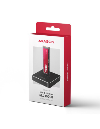 AXAGON ADSA-M2C11, USB-C 10Gbps dokovacia stanica pre 1× M.2 NVMe/SATA SSD