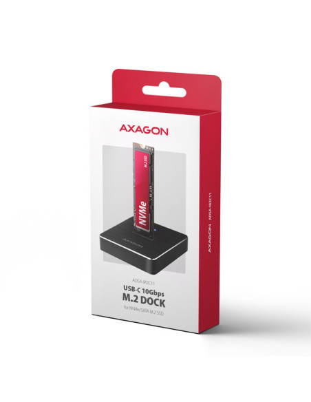 AXAGON ADSA-M2C11, USB-C 10Gbps dokovacia stanica pre 1× M.2 NVMe/SATA SSD
