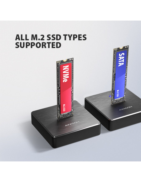 AXAGON ADSA-M2C11, USB-C 10Gbps dokovacia stanica pre 1× M.2 NVMe/SATA SSD
