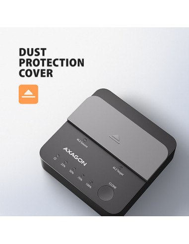 AXAGON ADSA-M2C22L, USB-C 20Gbps dokovacia stanica pre 2× M.2 NVMe SSD s funkciou klonovania