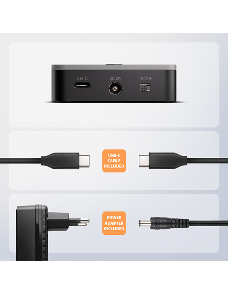 AXAGON ADSA-M2C22L, USB-C 20Gbps dokovacia stanica pre 2× M.2 NVMe SSD s funkciou klonovania