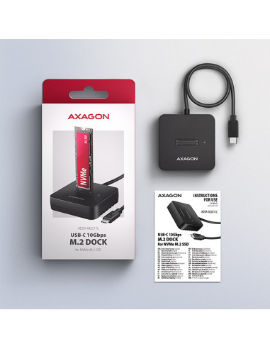 AXAGON ADSA-M2C11L, USB-C 10Gbps dokovacia stanica pre 1× M.2 NVMe SSD