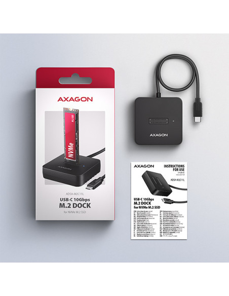 AXAGON ADSA-M2C11L, USB-C 10Gbps dokovacia stanica pre 1× M.2 NVMe SSD