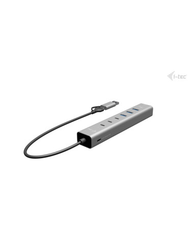 i-tec USB-C/USB-A Metal HUB 6 port (3x USB-C, 3x USB-A), LAN, Power Delivery 85W