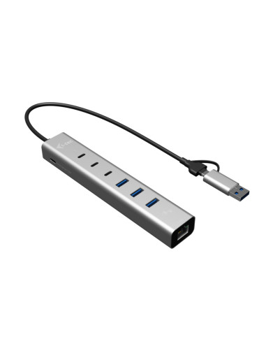 i-tec USB-C/USB-A Metal HUB 6 port (3x USB-C, 3x USB-A), LAN, Power Delivery 85W