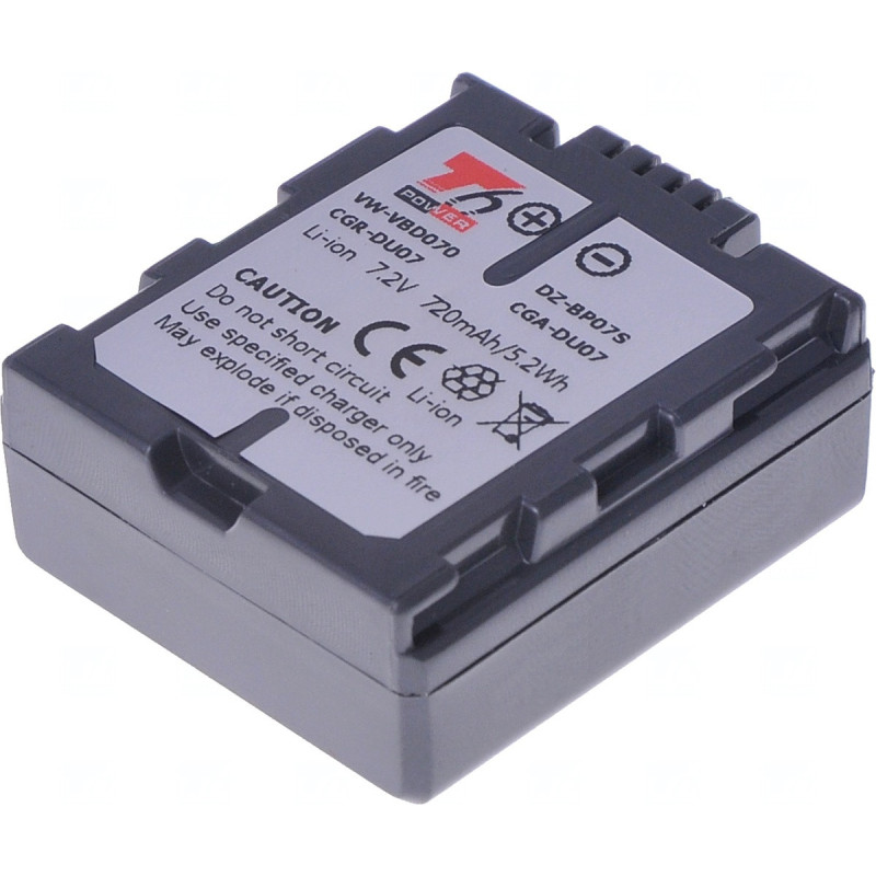 Batéria T6 power Panasonic VW-VBD070, CGA-DU07, CGR-DU07, Hitachi DZ-BP07S, 720mAh, 5,2Wh