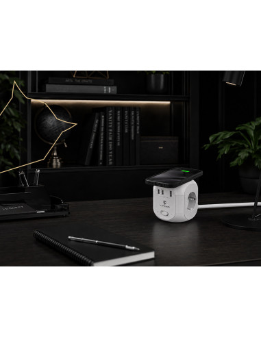 Sieťový adaptér Viking AC Cube W33 /3xAC/1xUSB-A/2xUSB-C/Nabíjanie Wireless/Tlačidlo On/Off