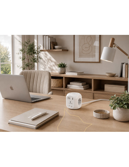 Sieťový adaptér Viking AC Cube W33 /3xAC/1xUSB-A/2xUSB-C/Nabíjanie Wireless/Tlačidlo On/Off