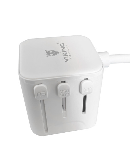 Cestovná predlžovacia zásuvka Viking PQ30/2x AC/2xUSB-C PD/1xUSB-A QC/viac ako 200 krajín