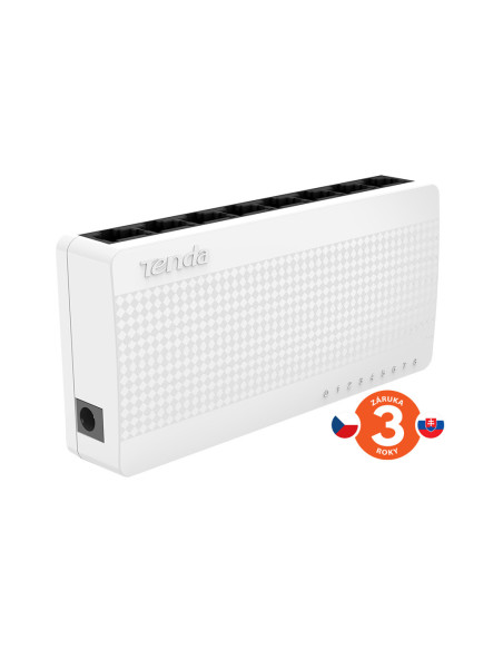 Tenda S108 8 x 10/100 Mb/s Mini Eco Switch, Desktop, Auto MDI/MDIX, spotreba do 2,1 Watt