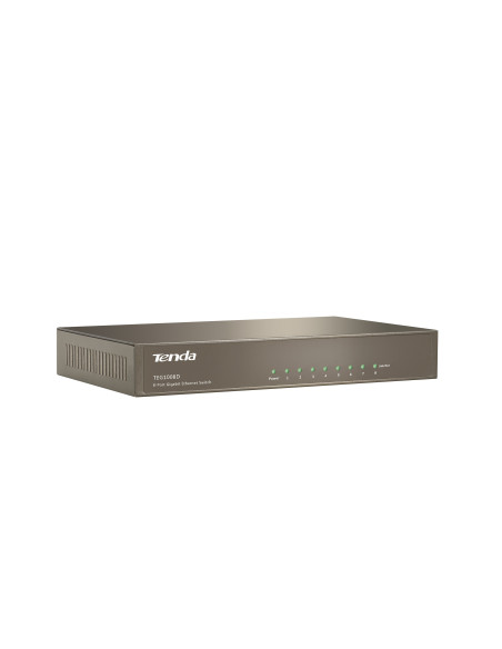 Tenda TEG1008D 8-port Gigabit Switch, 8x 10/100/1000 Mb/s, Fanless-bez ventilátorov, Kov, 9K Jumbo