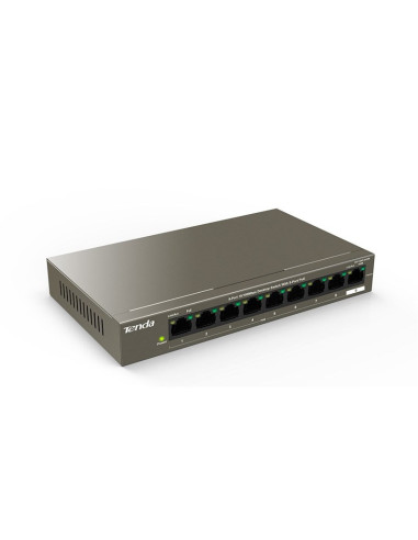 Tenda TEF1109P-8-63W PoE AT switch 8x PoE 802.3af/at, 9x 100Mb/s, PoE+ celkom 58W, fanless