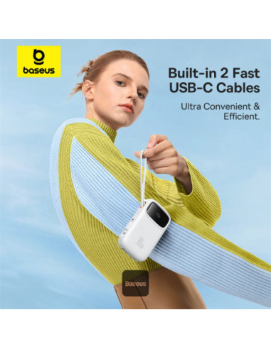 Baseus power banka Qpow 10000mAh 30W biela s USB-C káblom