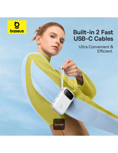 Baseus power banka Qpow 10000mAh 30W biela s USB-C káblom