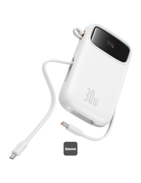 Baseus power banka Qpow 10000mAh 30W biela s USB-C káblom