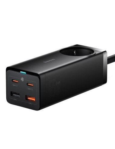 Baseus Rýchlonabíjačka do siete GaN3 Pro, 2x USB-C, 2x USB + AC 65W čierna