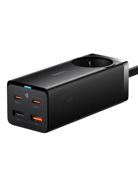 Baseus Rýchlonabíjačka do siete GaN3 Pro, 2x USB-C, 2x USB + AC 65W čierna