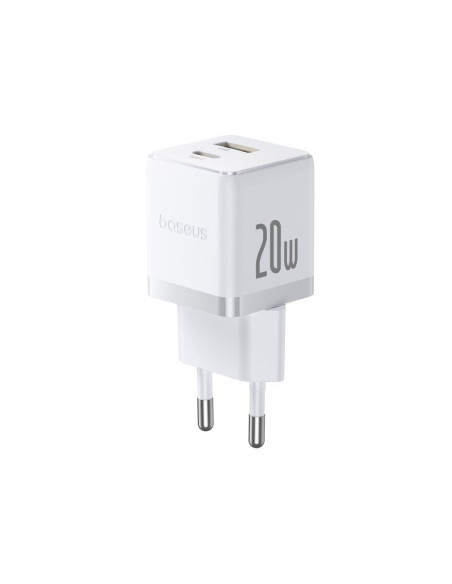 Baseus Rýchlonabíjačka do siete Palm 20W 1xUSB-A 1xUSB-C PD QC 3.0 biela