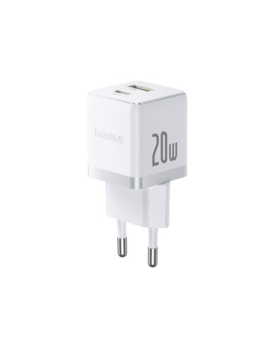 Baseus Rýchlonabíjačka do siete Palm 20W 1xUSB-A 1xUSB-C PD QC 3.0 biela
